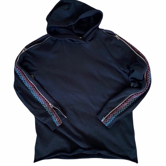 D'zzit New Fleece Black Hoodie Sweatshirt With Colorful Zipper Accents Size M - Picture 2 of 5